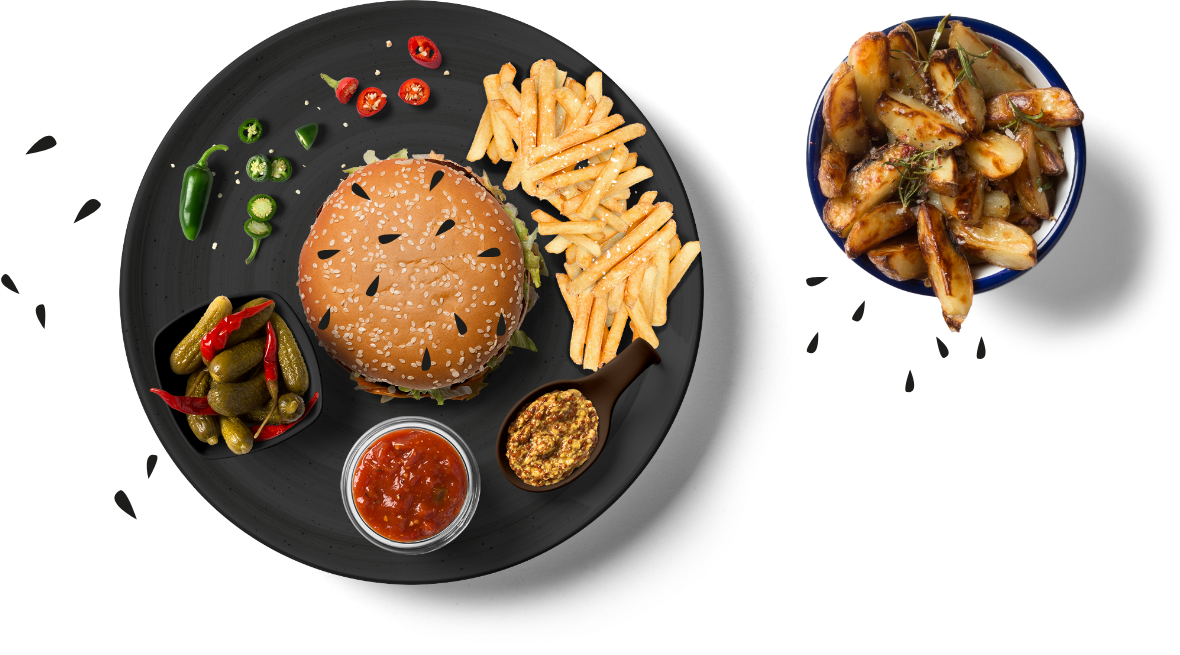 Vynikajúce meníčko pozostalé z hamburgeru a hranoliek